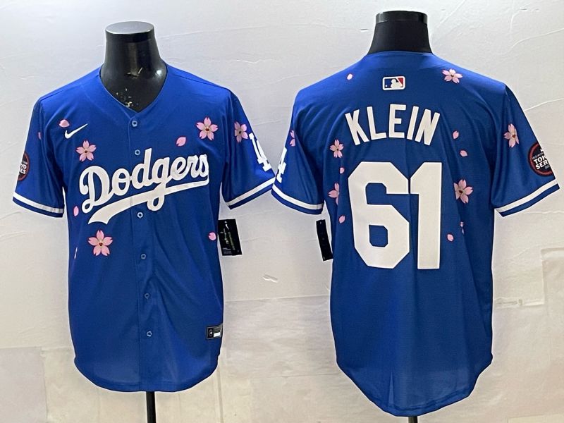 Men 2025 Nike Los Angeles Dodgers #61 Klein Blue Game MLB Jersey 01->los angeles dodgers->MLB Jersey
